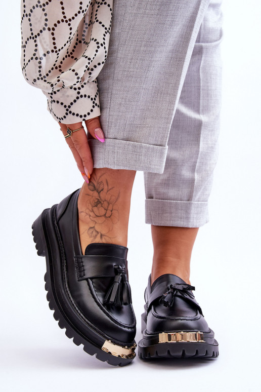 Mokasíny so strapcami v čiernej farbe... Mokasíny so strapcami v čiernej farbe...