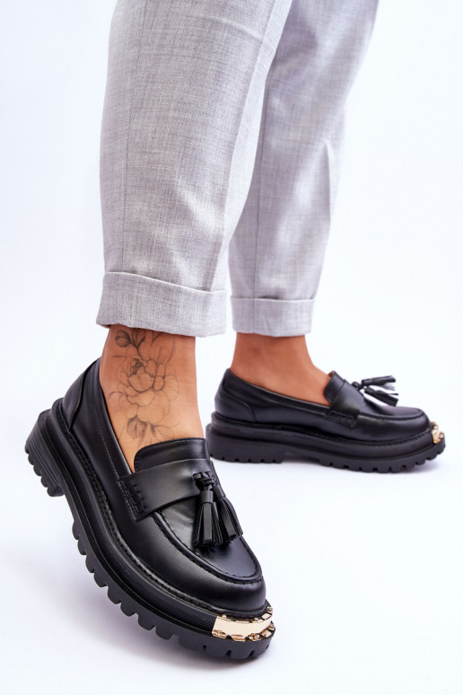 Mokasíny so strapcami v čiernej farbe... Mokasíny so strapcami v čiernej farbe...