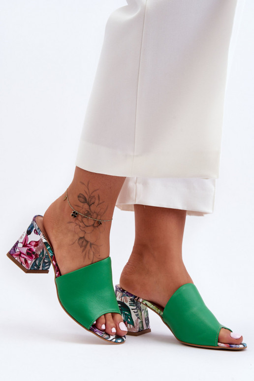 Zelené kožené papuče Topánky s...