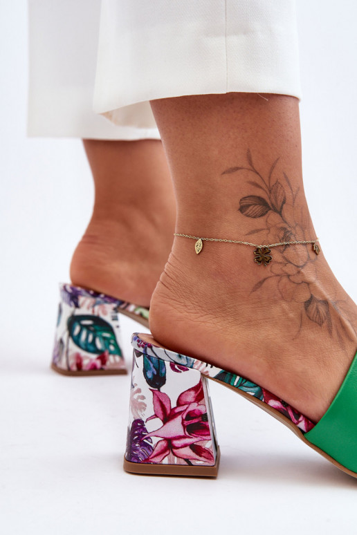 Zelené kožené papuče Topánky s...