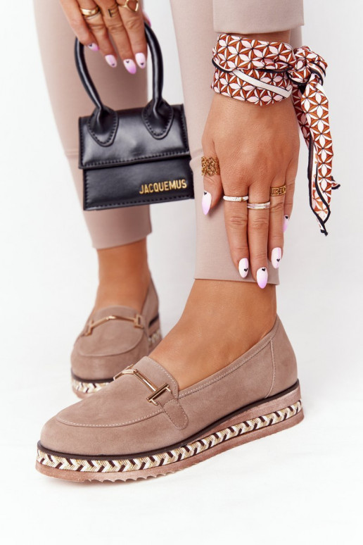 Mokasíny s platformou v svetlohnedej...