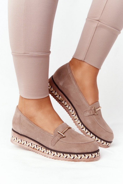 Mokasíny s platformou v svetlohnedej...