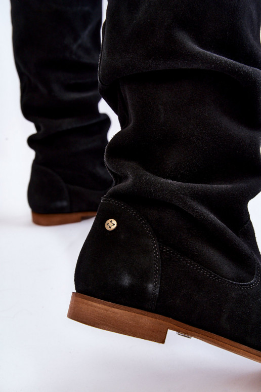 Čierne semišové vysoké čižmy nad kolená Čierne semišové vysoké čižmy nad kolená