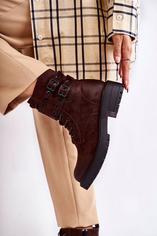 Semišové čižmy v hnedej farbe Silvor