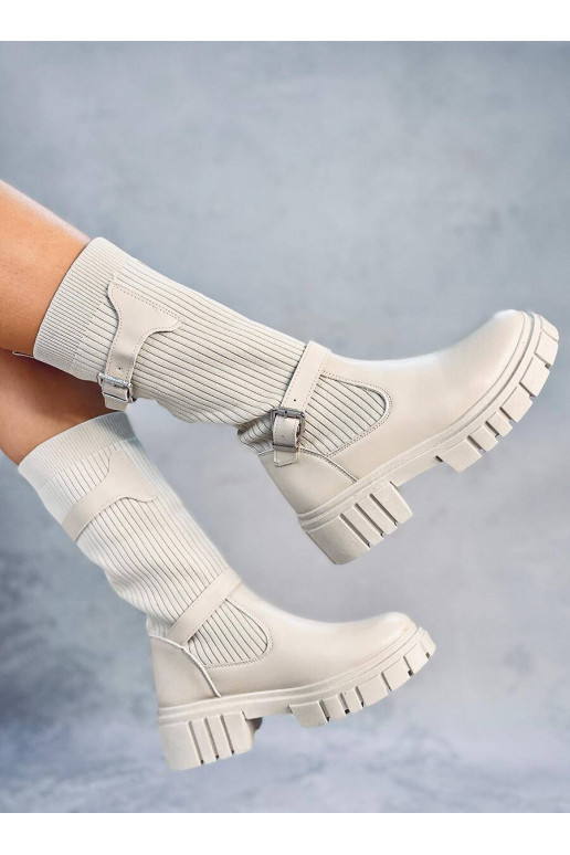 Dlhé čižmy béžovej farby RHEA BEIGE Dlhé čižmy béžovej farby RHEA BEIGE