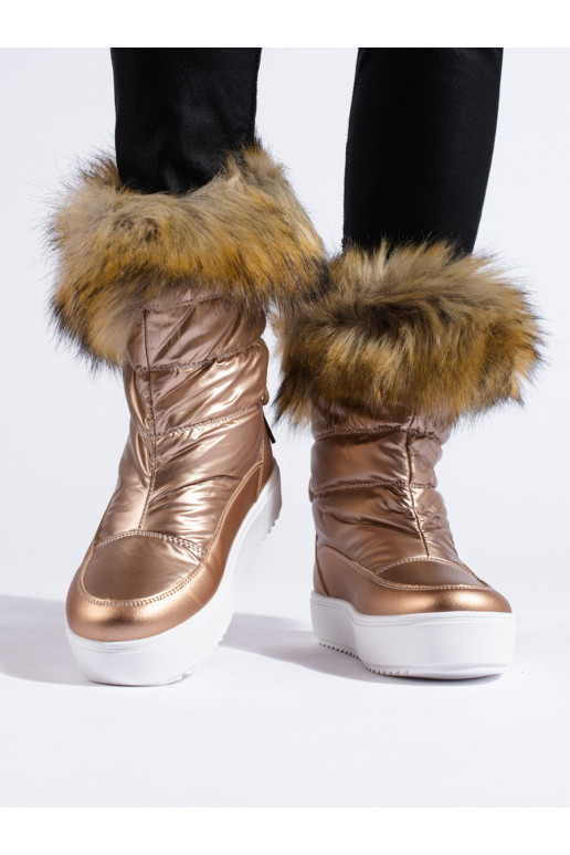 snehule s kožušinkou v zlatej farbe...