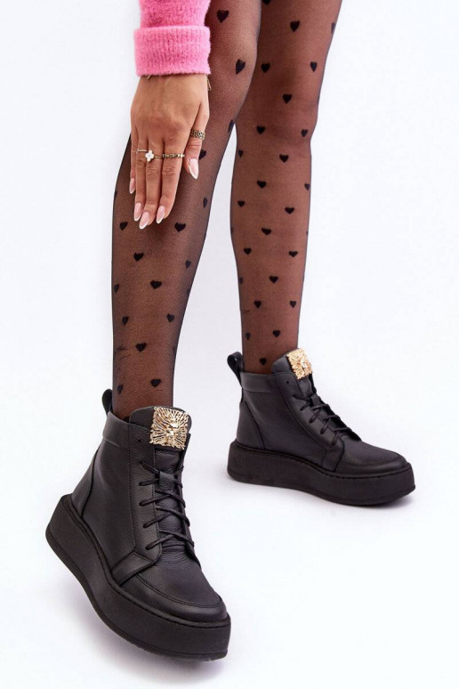 Šnurovacie členkové čižmy v čiernej... Šnurovacie členkové čižmy v čiernej...