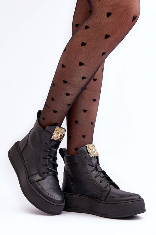 Šnurovacie členkové čižmy v čiernej... Šnurovacie členkové čižmy v čiernej...