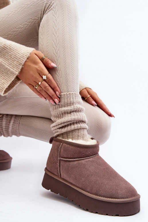 Semišové snehule v khaki farbe Nucca Semišové snehule v khaki farbe Nucca