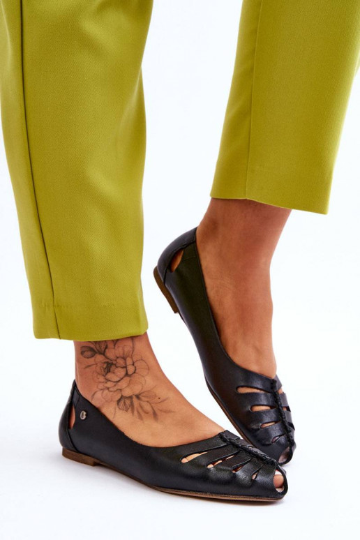 Pohodlné balerínky z prírodnej kože v...