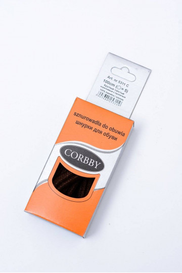 Hnedé voskované šnúrky do topánok Corbby 2