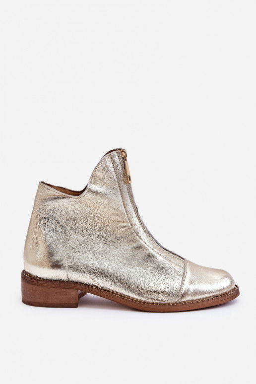 Čižmy na zips v zlatej farbe Zazoo Čižmy na zips v zlatej farbe Zazoo