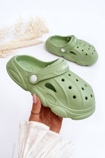 Detské papučky typu Crocs v zelenej farbe Zamračené