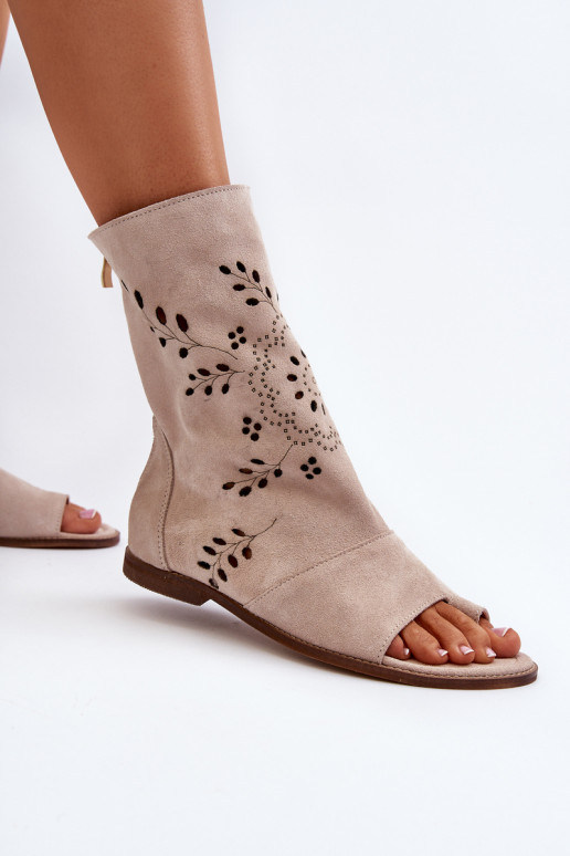 Zazoo Suede sandále na podpätku v...