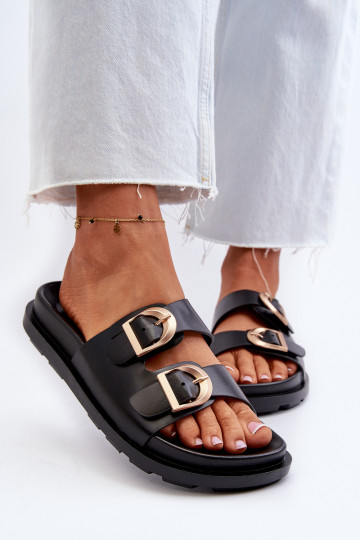 Ženské černé pantofle z...