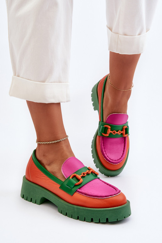 Oranžové mokasíny CheBello s ornamentami