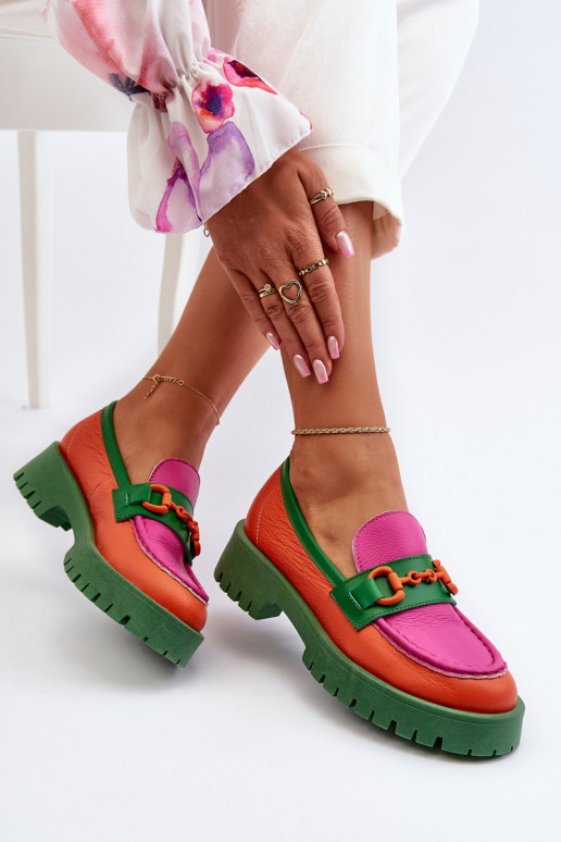 Oranžové mokasíny CheBello s ornamentami