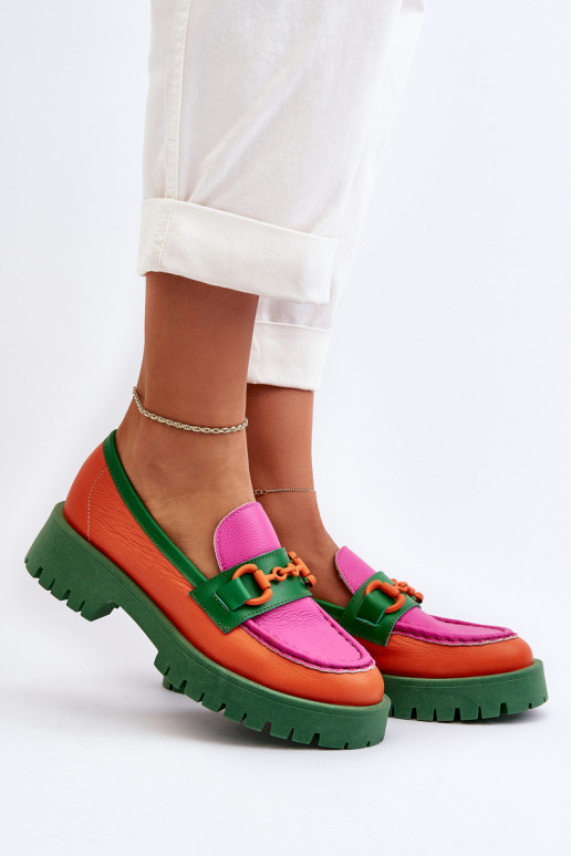 Oranžové mokasíny CheBello s ornamentami