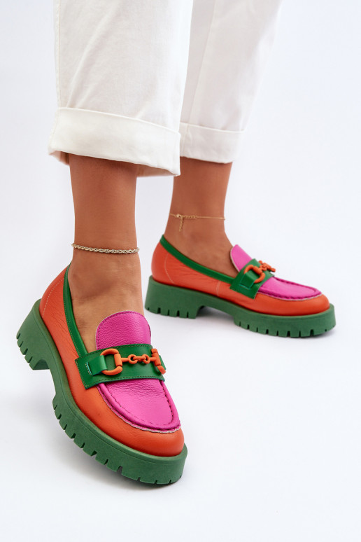 Oranžové mokasíny CheBello s ornamentami