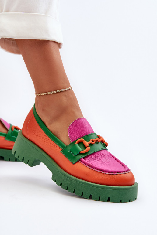 Oranžové mokasíny CheBello s ornamentami