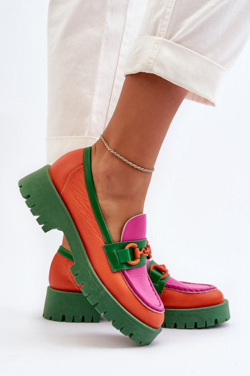 Oranžové mokasíny CheBello s ornamentami