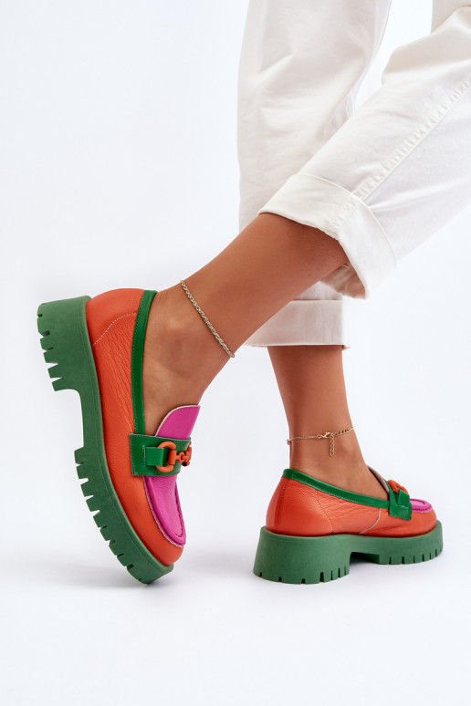 Oranžové mokasíny CheBello s ornamentami