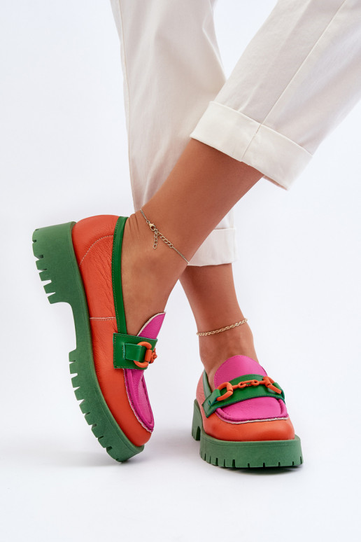 Oranžové mokasíny CheBello s ornamentami