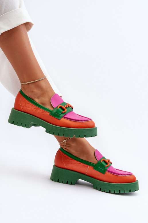 Oranžové mokasíny CheBello s ornamentami