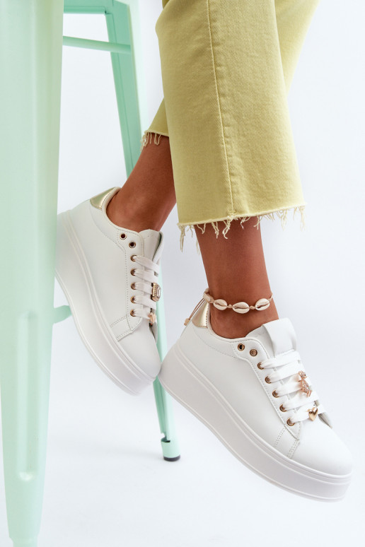 Dámske tenisky na platforme biele Cavisa Dámske tenisky na platforme biele Cavisa