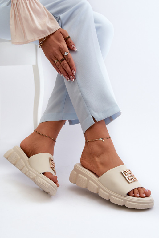 Kožené papuče Vinceza béžové so...