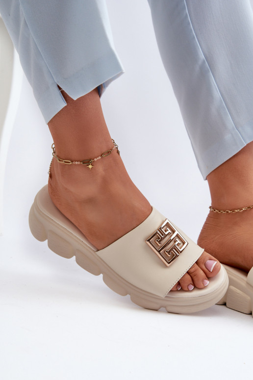 Kožené papuče Vinceza béžové so...