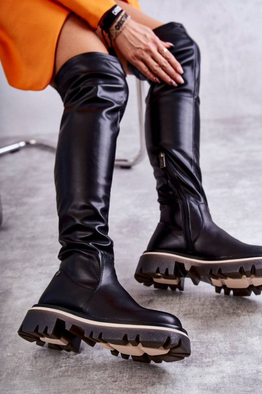 čižmy nad kolená GOE KK2N4024 čierne