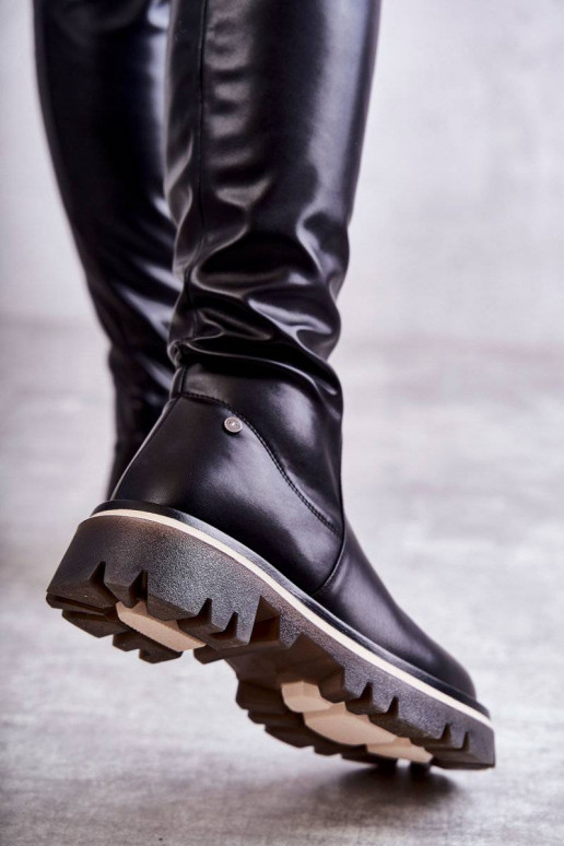 čižmy nad kolená GOE KK2N4024 čierne