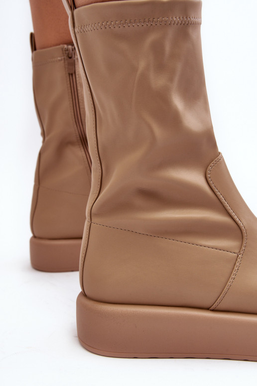 Čižmy s platformou béžovej farby Algedi Čižmy s platformou béžovej farby Algedi