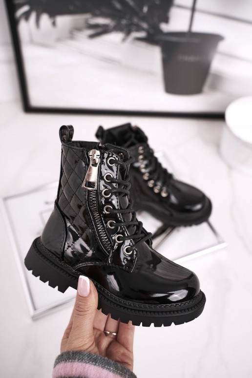 Čierne lakované dámske čižmy Čierne lakované dámske čižmy