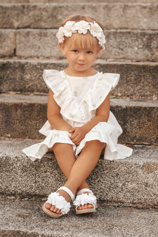 Sandále pre deti s kvetmi v bielej farbe Sandále pre deti s kvetmi v bielej farbe