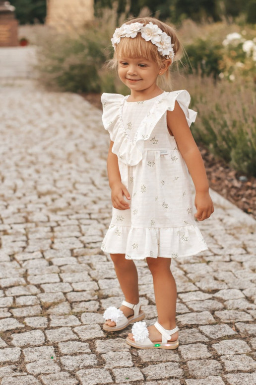 Sandále pre deti s kvetmi v bielej farbe Sandále pre deti s kvetmi v bielej farbe