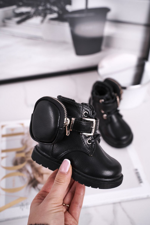 Teplé detské topánky v čiernej farbe