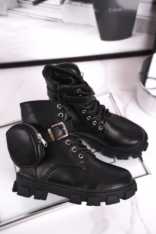 Teplé detské topánky v čiernej farbe