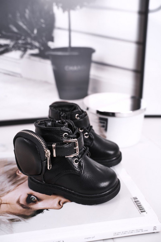 Teplé detské topánky v čiernej farbe