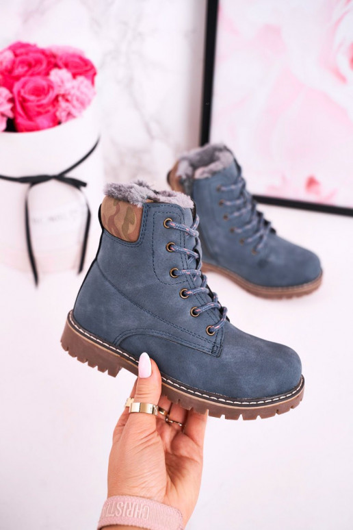 Teplé detské čižmy v modrej farbe Teplé detské čižmy v modrej farbe