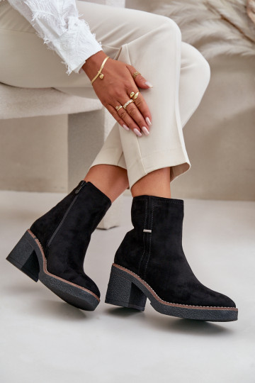 Čižmy s oteplením vo vnútri z eko semišuoIne čierna Arkesia