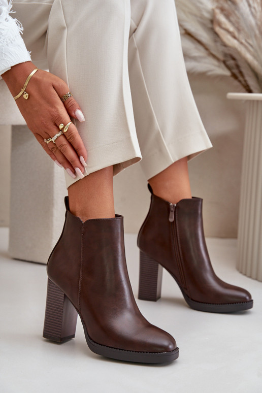 zahriať sa Dámske čižmy Eko Kožené tmavohnedá Teresine