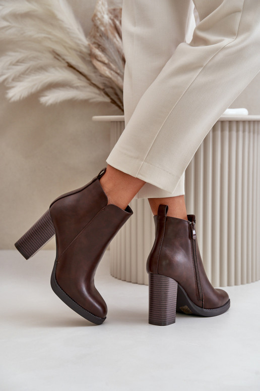 zahriať sa Dámske čižmy Eko Kožené tmavohnedá Teresine