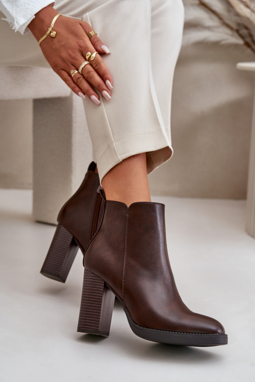 zahriať sa Dámske čižmy Eko Kožené tmavohnedá Teresine