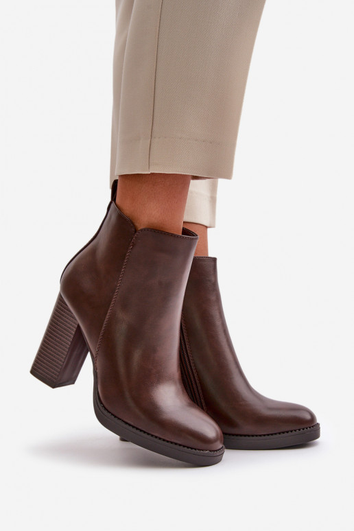 zahriať sa Dámske čižmy Eko Kožené tmavohnedá Teresine