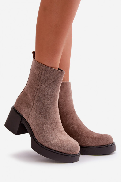 z eko semišuoIne Dámske Teplé čižmy na podpätku béžová Meriluna z eko semišuoIne Dámske Teplé čižmy na podpätku béžová Meriluna