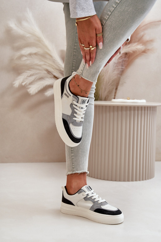 Dámska nízka Tenisky model obuvi z eko kože Big Star OO274028 biely-sivá