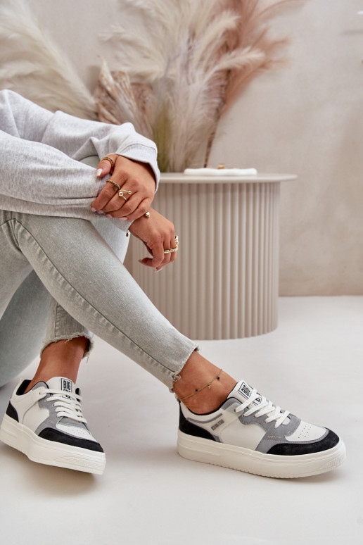 Dámska nízka Tenisky model obuvi z eko kože Big Star OO274028 biely-sivá