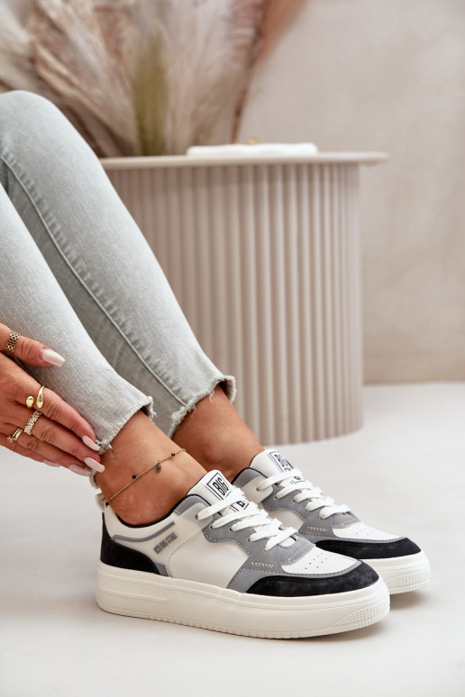 Dámska nízka Tenisky model obuvi z eko kože Big Star OO274028 biely-sivá
